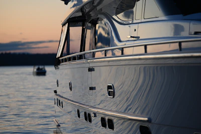 white and gray yacht