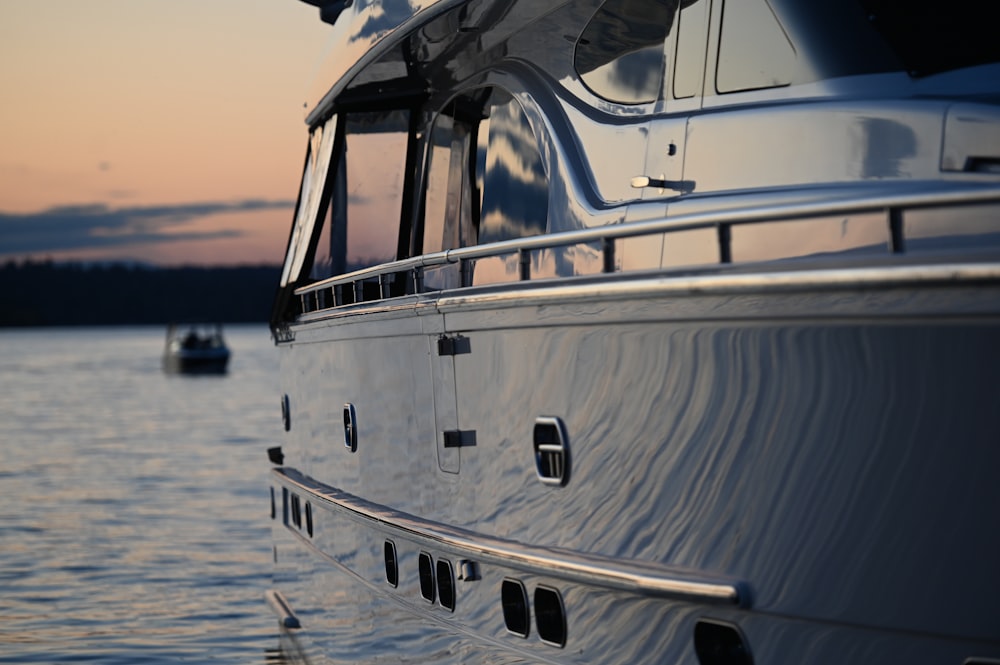 white and gray yacht