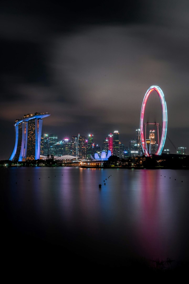 Singapore Marina Bay skyline at night