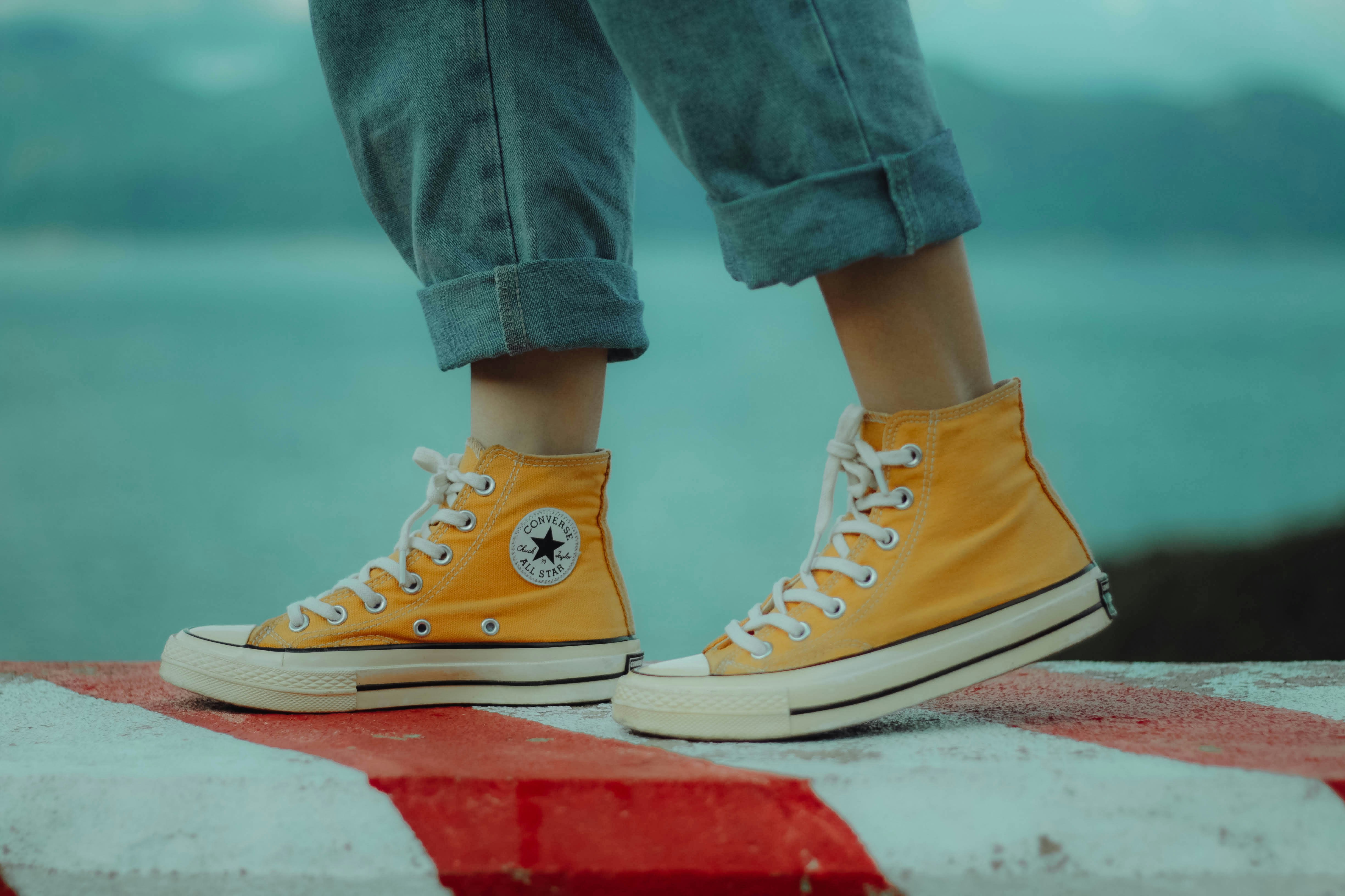 converse sunflower on feet