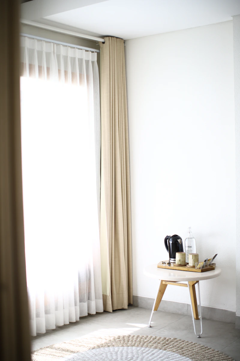 Soft white linen curtain in natural light
