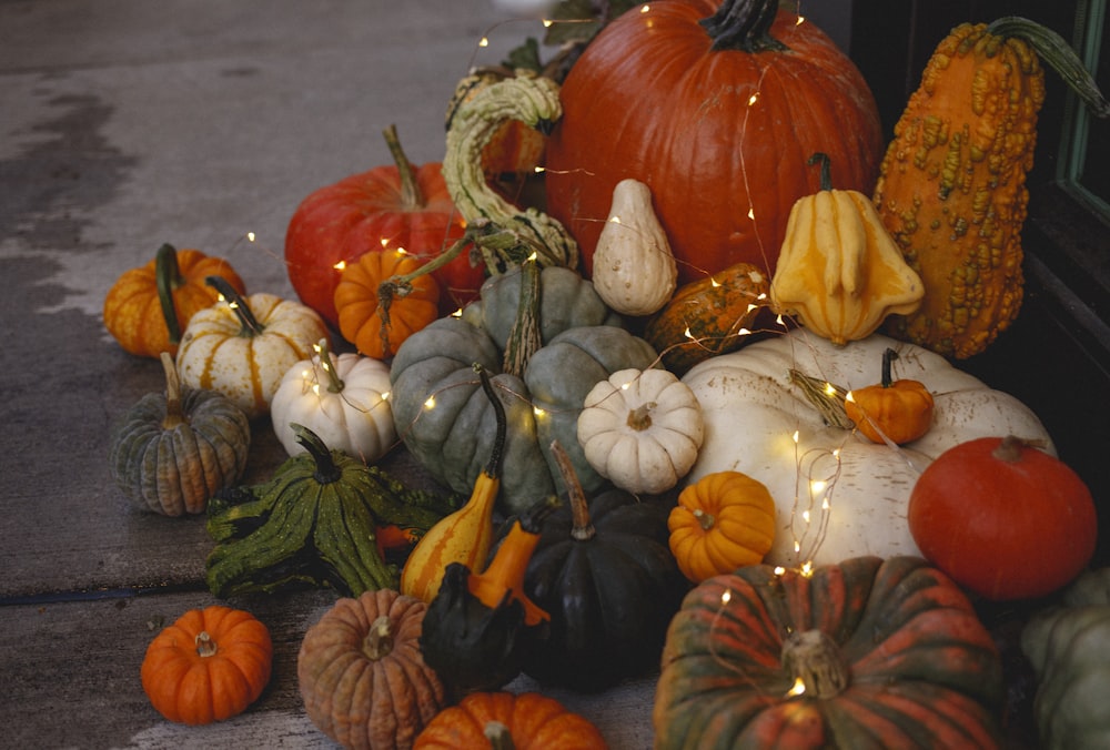 assorted-color pumpkins