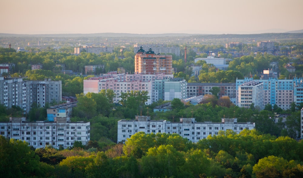 aerial photography concrete buildings