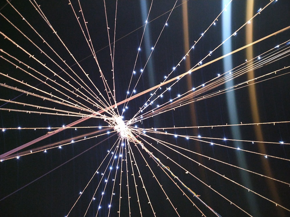 a close up of a string of lights