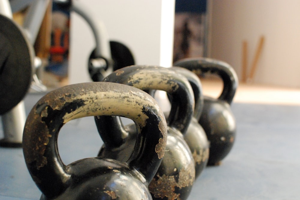 kettle bells on floor