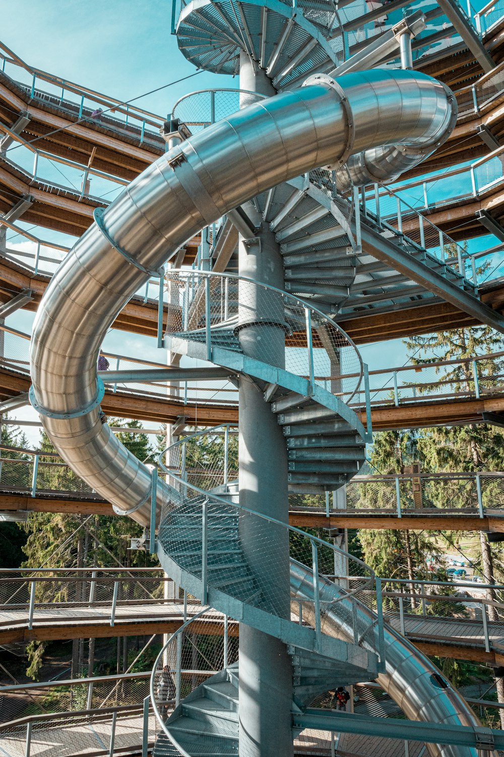 gray metal stairs during daytime