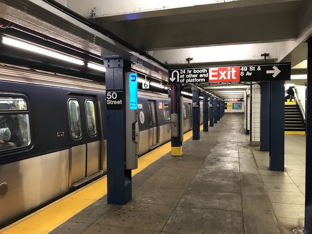 exit sign in subway station