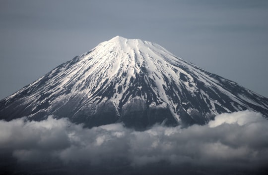white mountains in Mount Fuji Japan