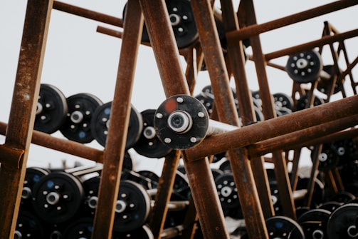 Close-up of recycled metal parts from air conditioners.