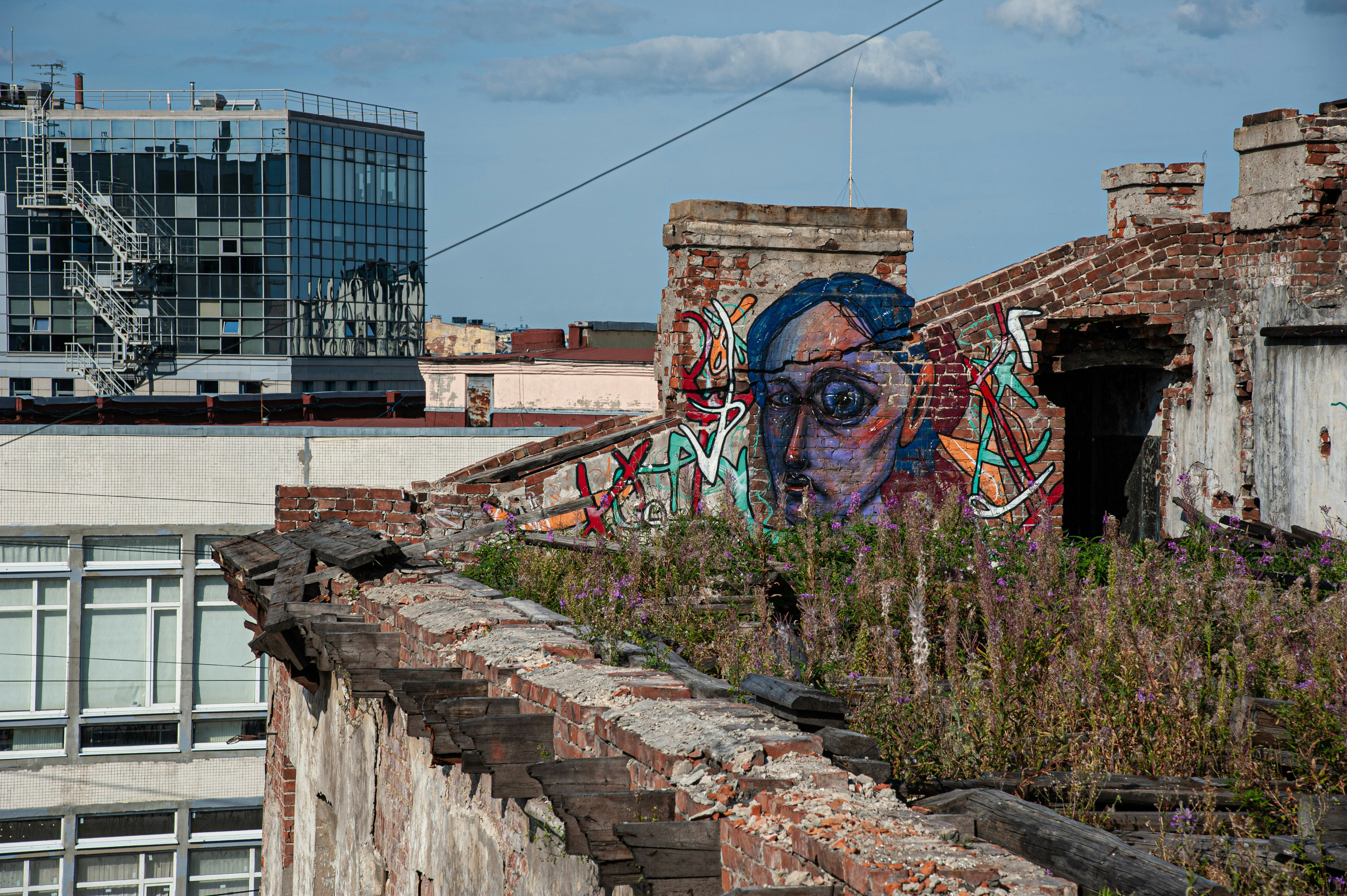 a mural on the side of a building