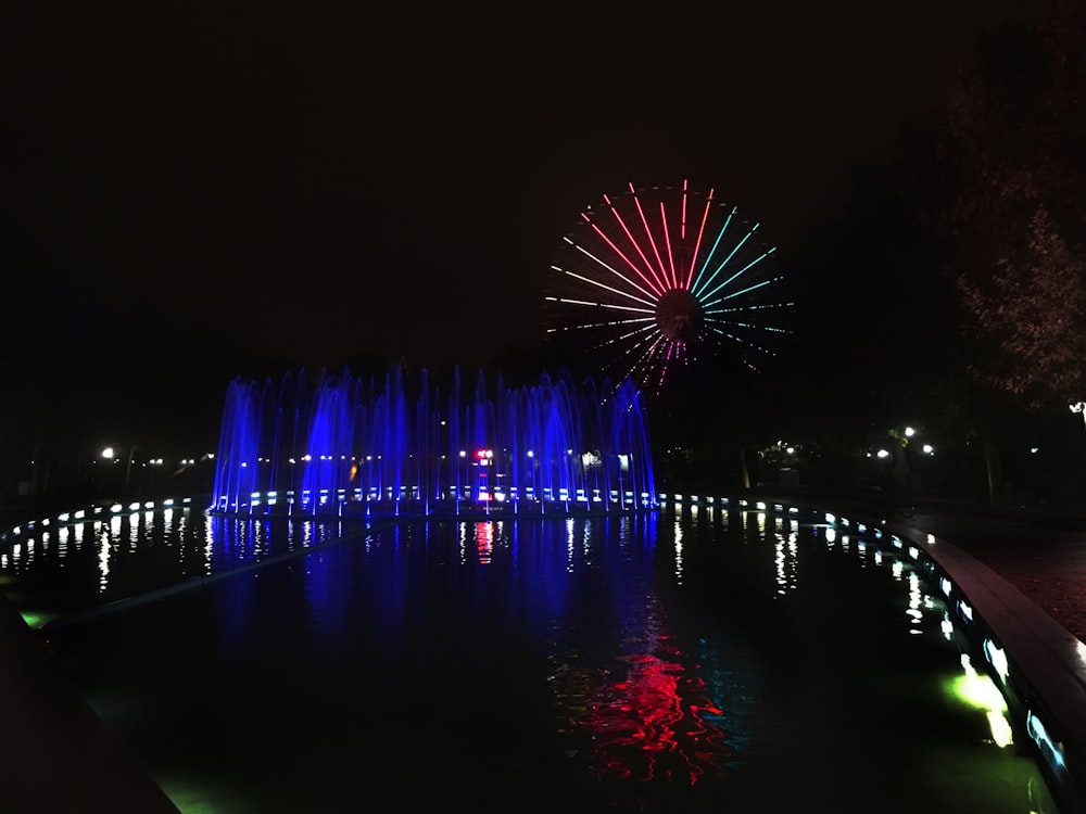 water fountain at night