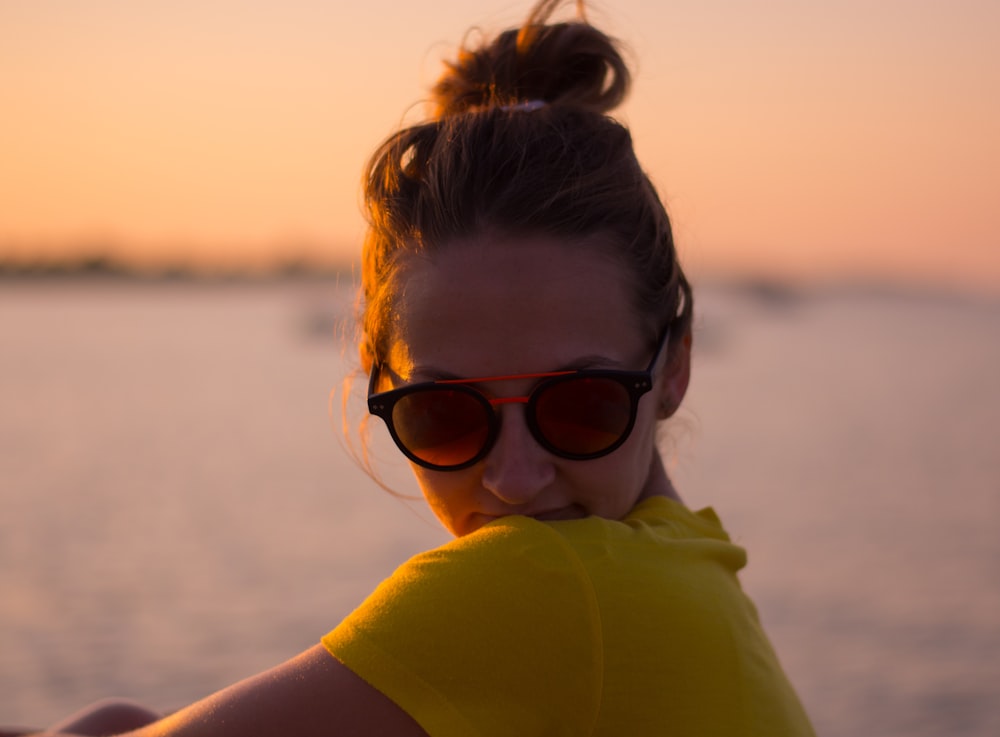 woman wearing yellow shirt