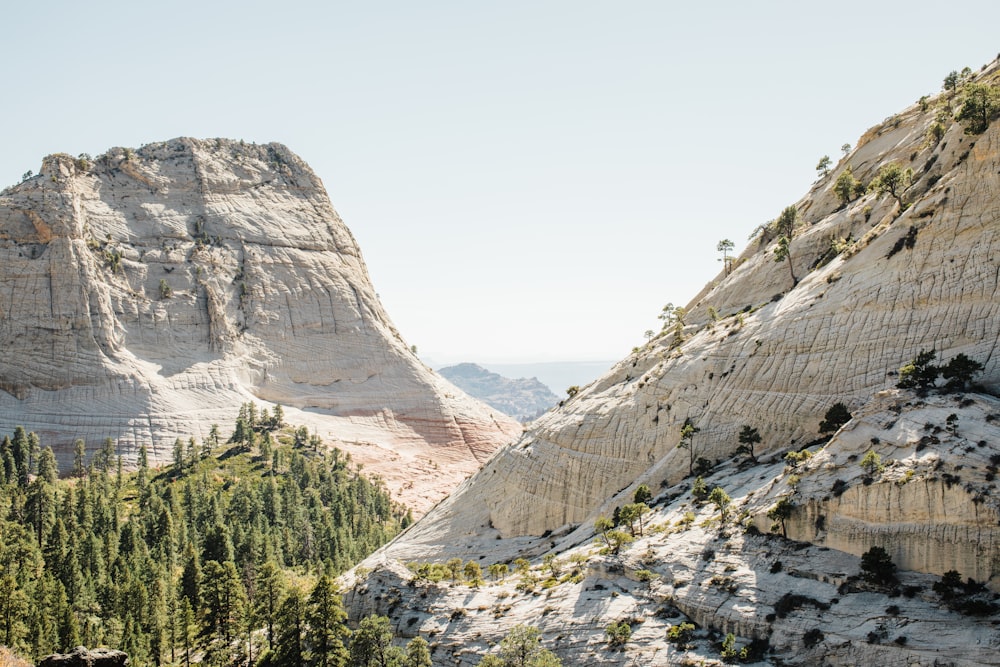 low angle photo of mountains