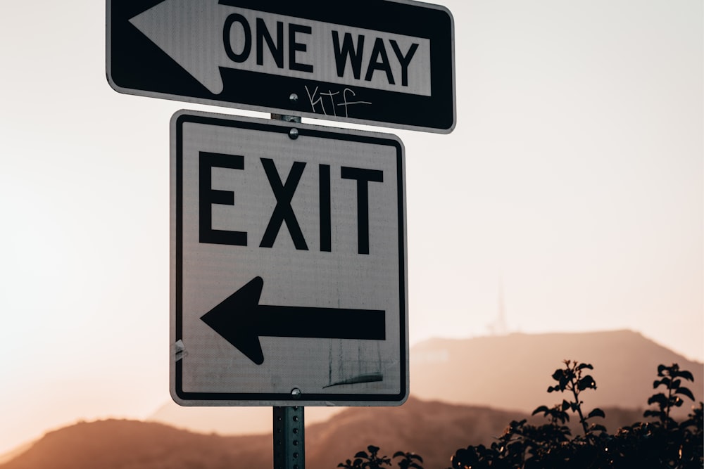 One Way and Exit road sign