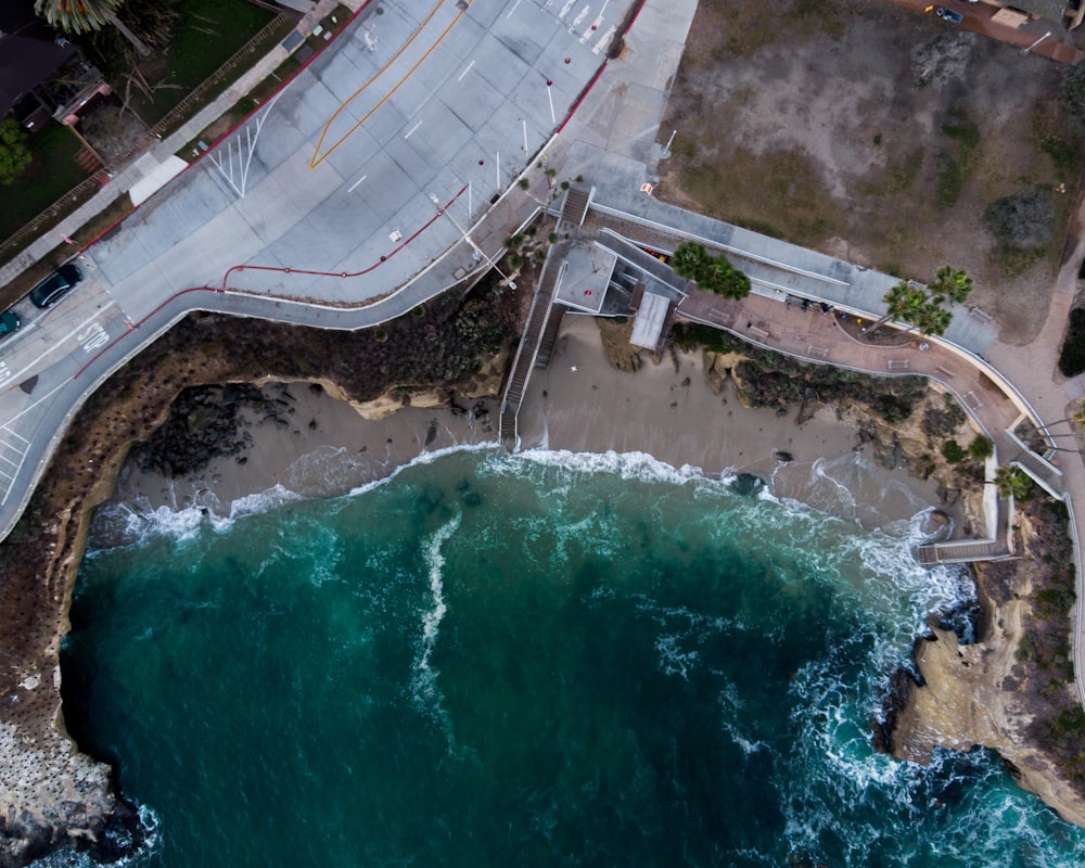 aerial photography of body of water