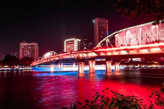 arch bridge with red lights in Guangzhou China