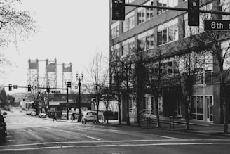 grayscale photo of street