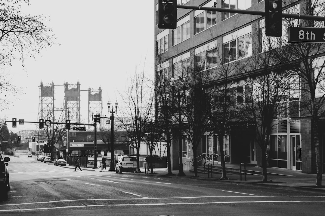 grayscale photo of street