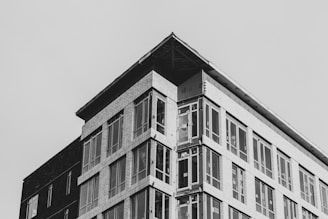 grayscale photo of building