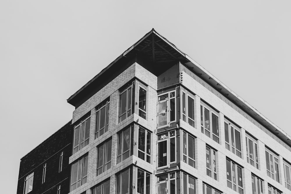 grayscale photo of building