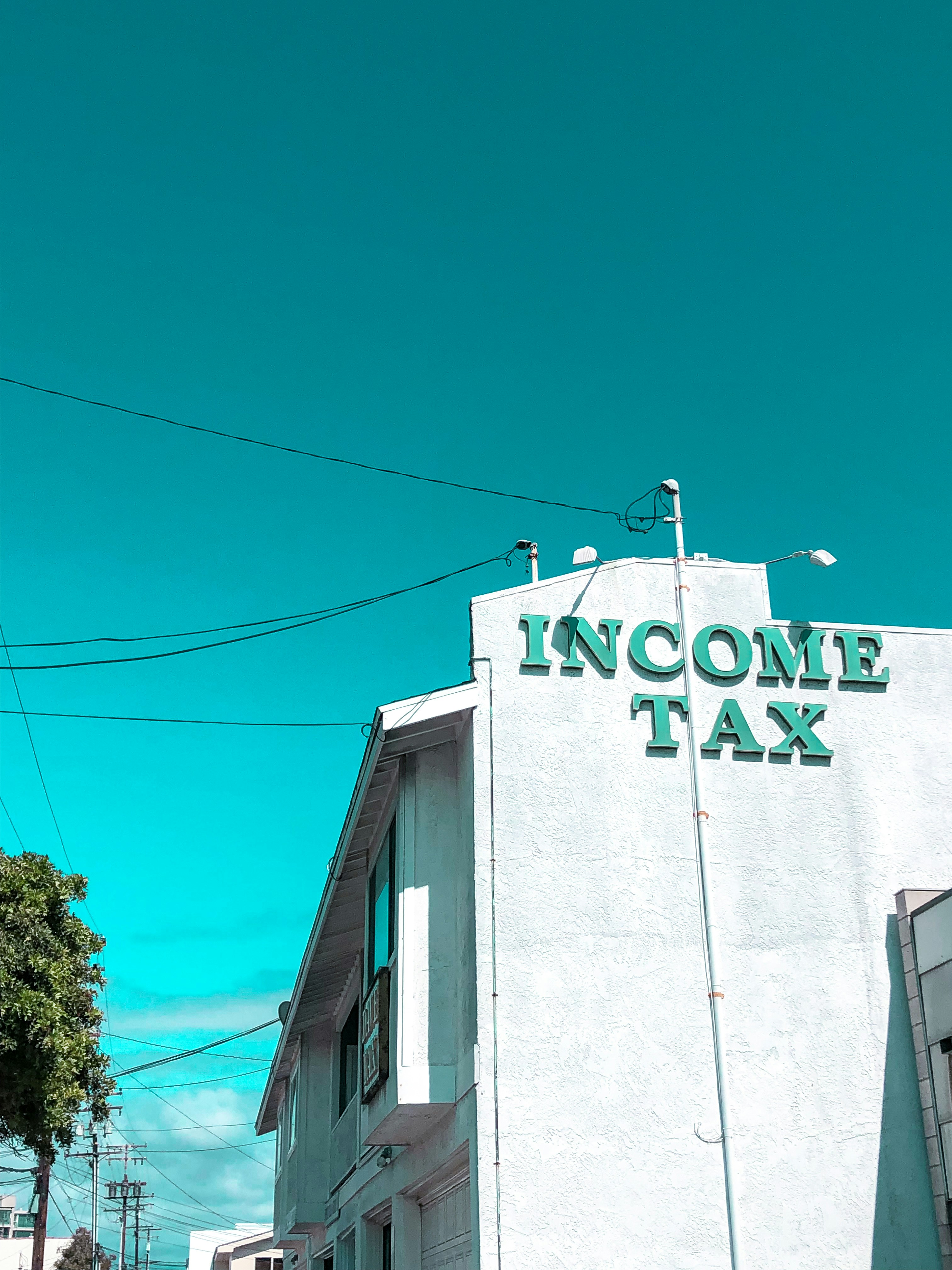 white and blue Incom Tax building
