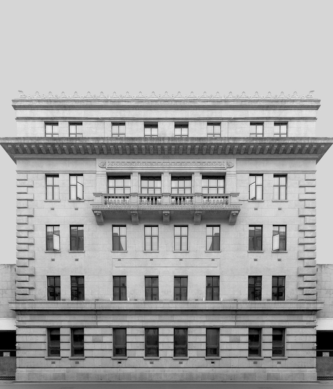 grayscale photography of building