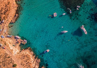 aerial view of blue sea water near island