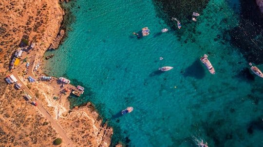 aerial view of blue sea water near island in Comino Malta