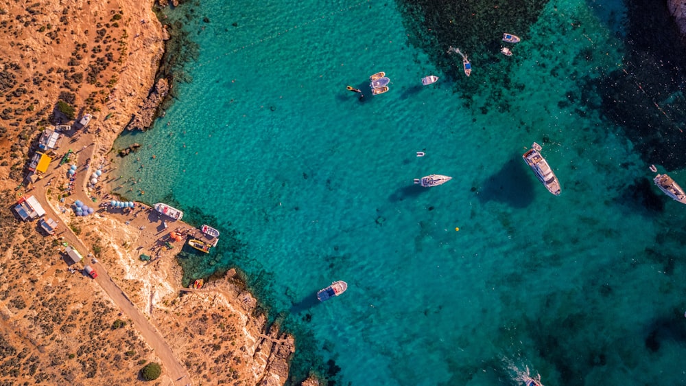 aerial view of blue sea water near island