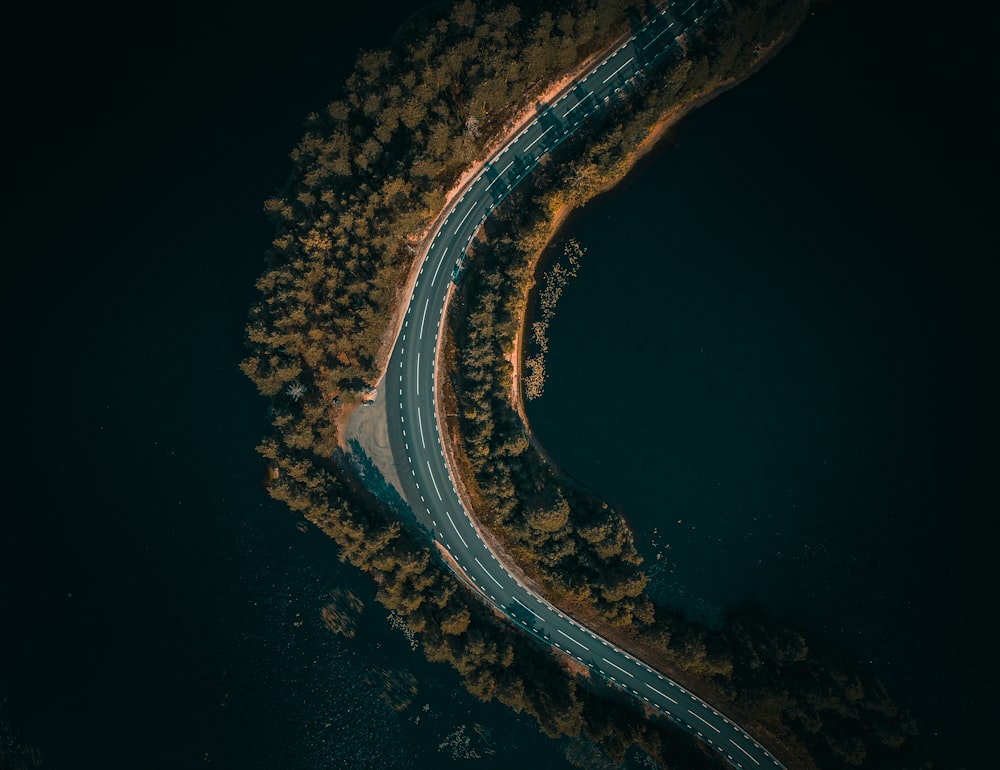 aerial photo of road
