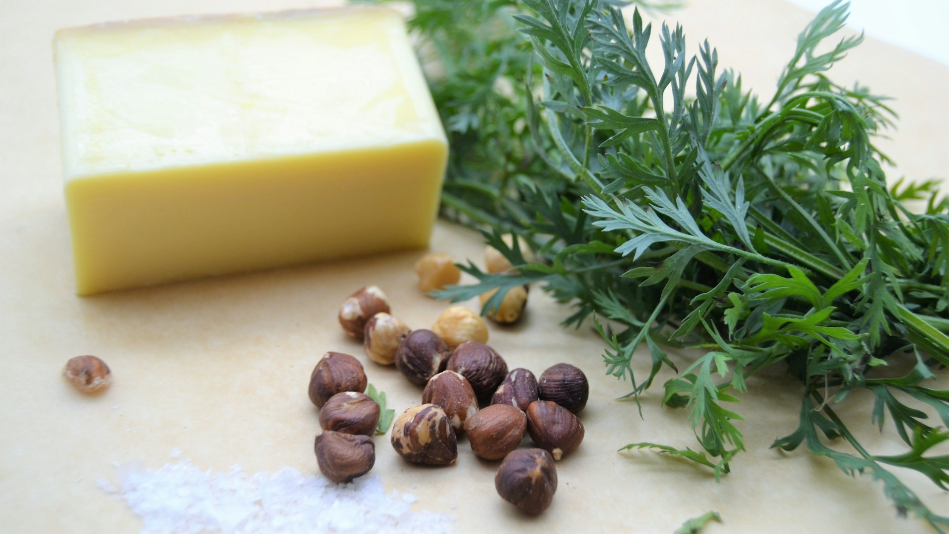 brown seed and green herbs