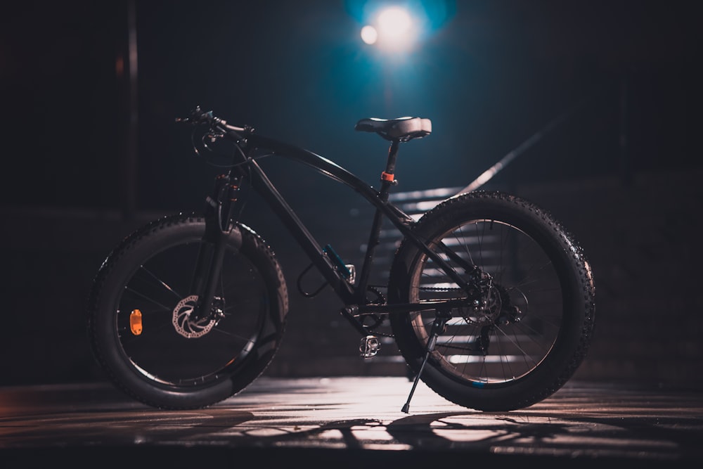 black fat bike on pavement