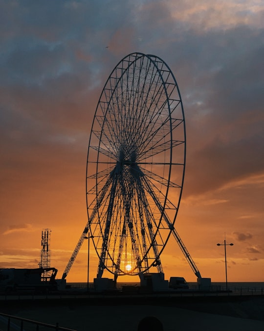 silhouette of Ferris wheel in Middelkerke Belgium