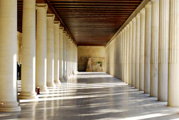 white concrete columns