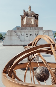 sitting human statue during day