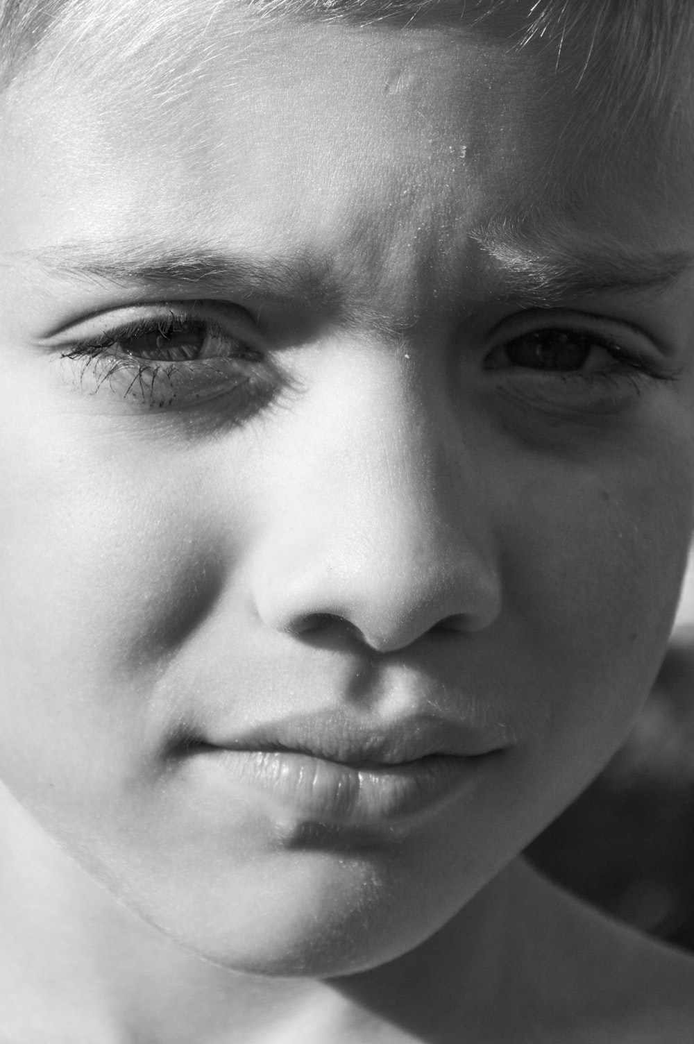 a close up of a person with a shirt on