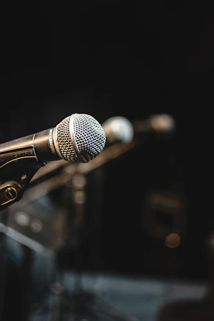 shallow focus photo of black microphone