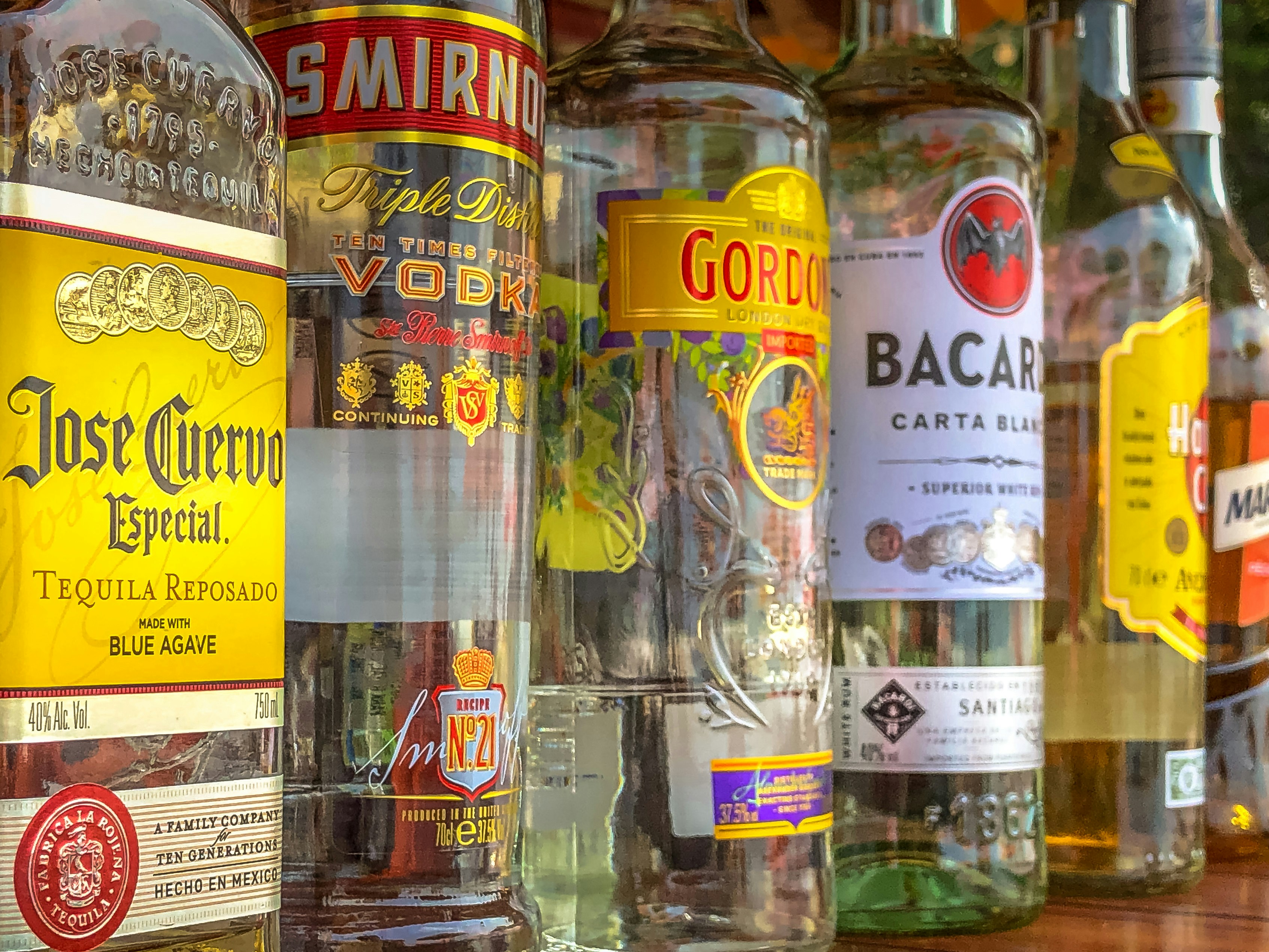 assorted-color bottles