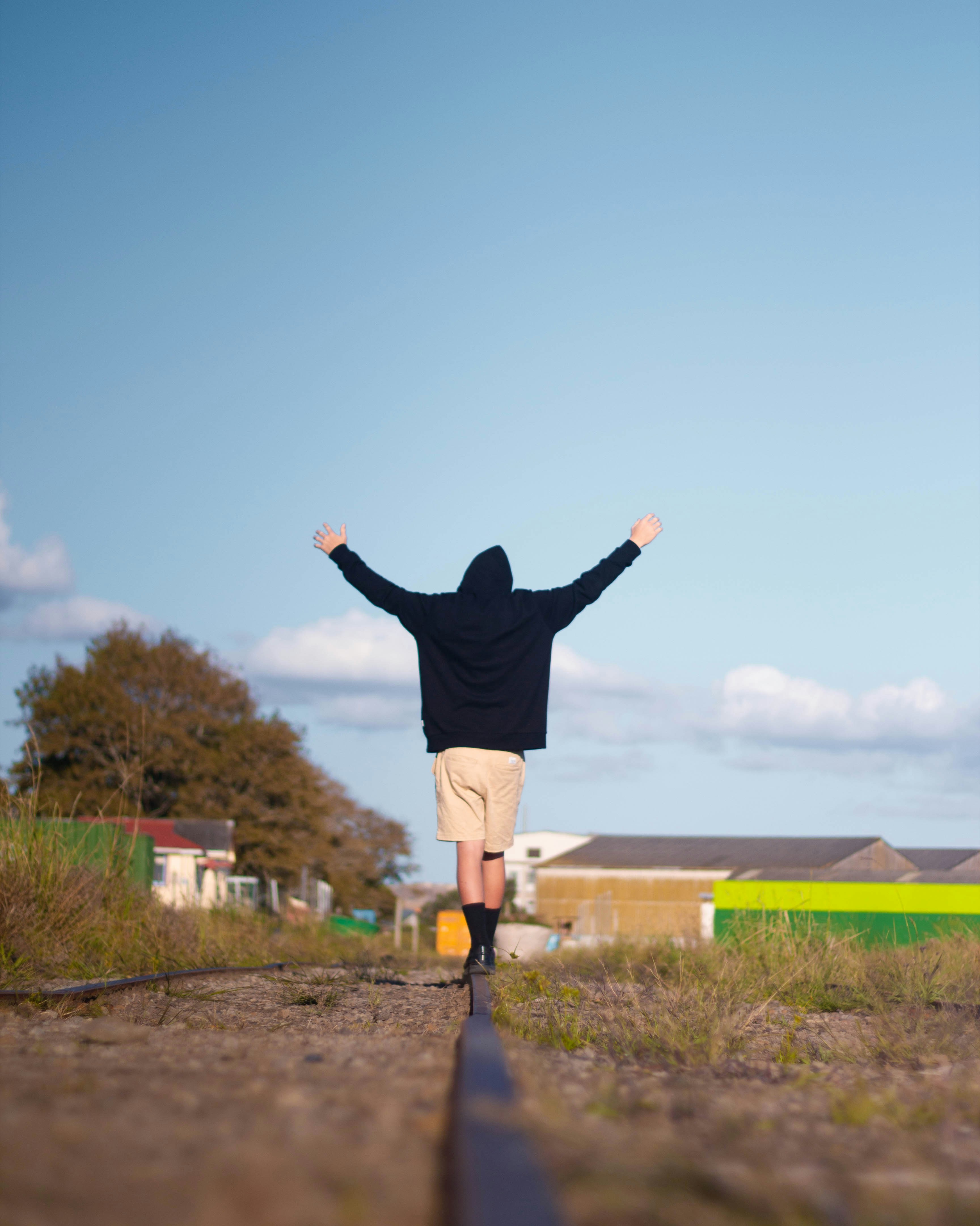 man wearing black pullover