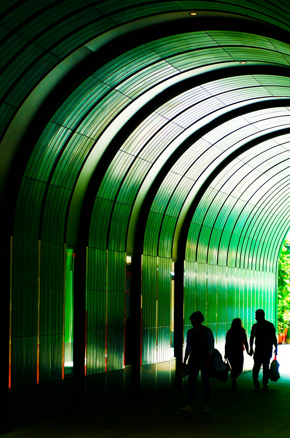man walking on the tunnel