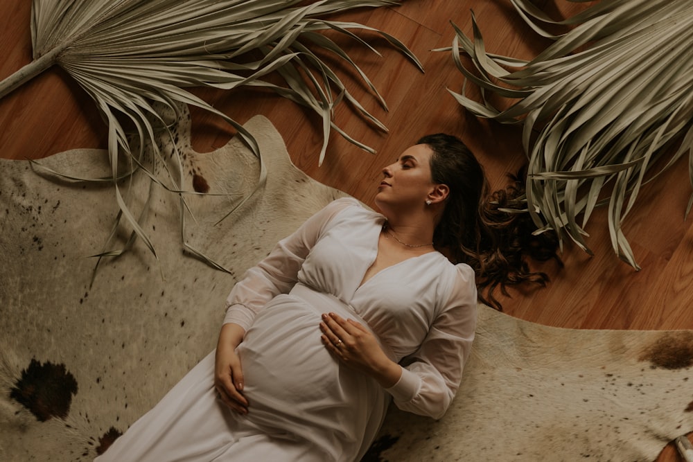 pregnant woman on floor