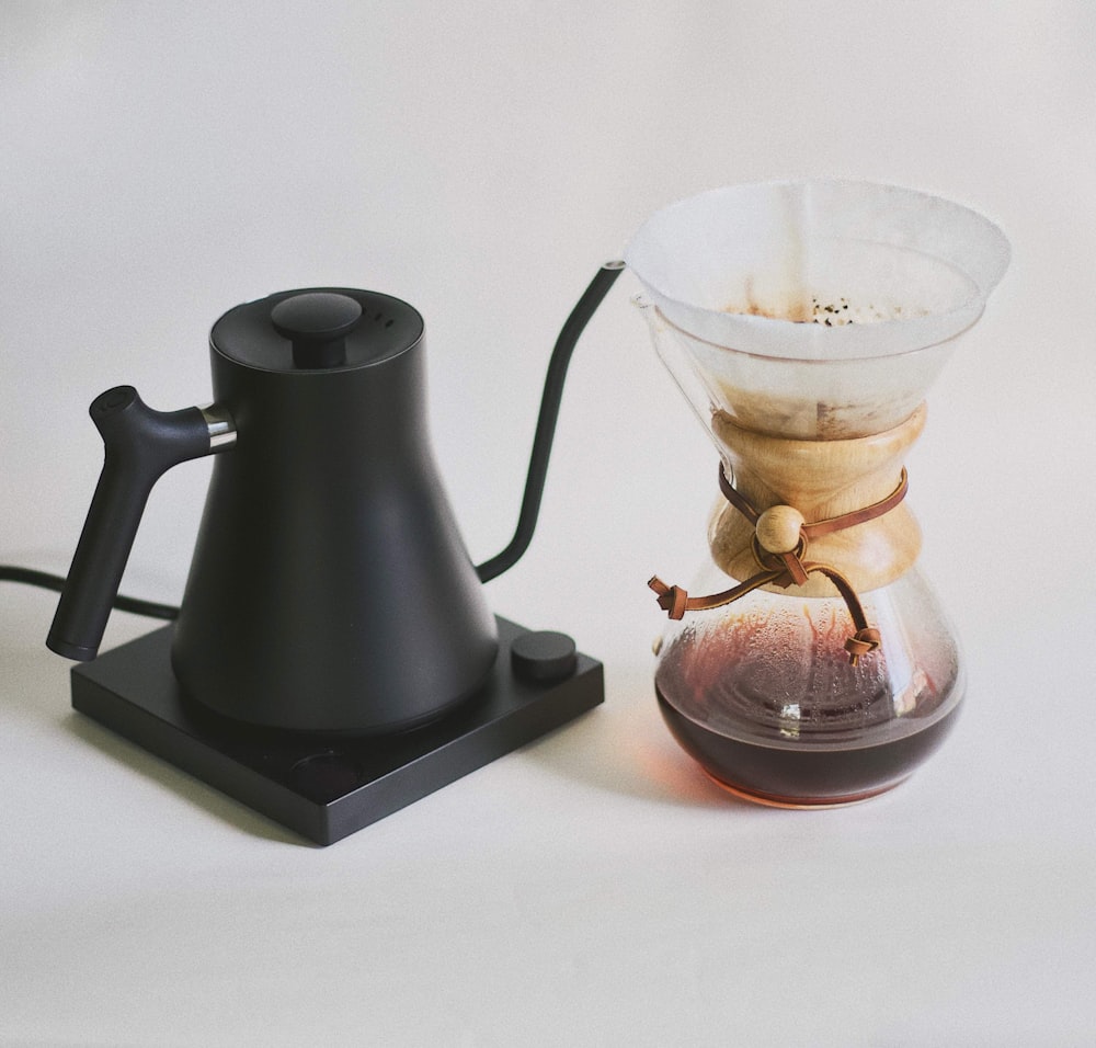 black coffee teapot