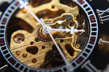 Close-up of a Mont Royal watch dial showcasing intricate craftsmanship and gold accents.