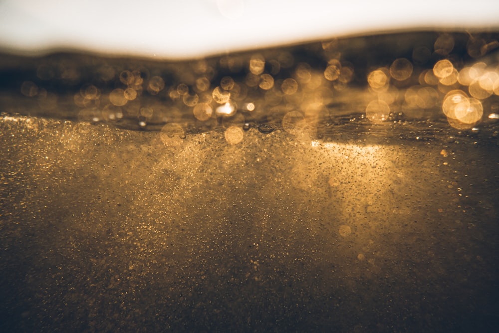 a close up view of water with a blurry background