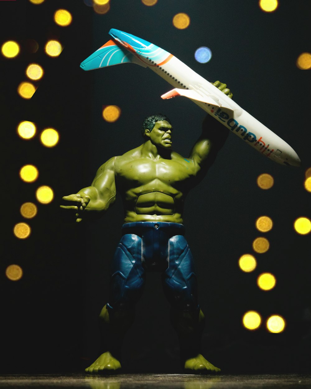 Marvel Hulk holding airplane toy
