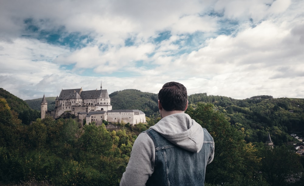 man watches castle