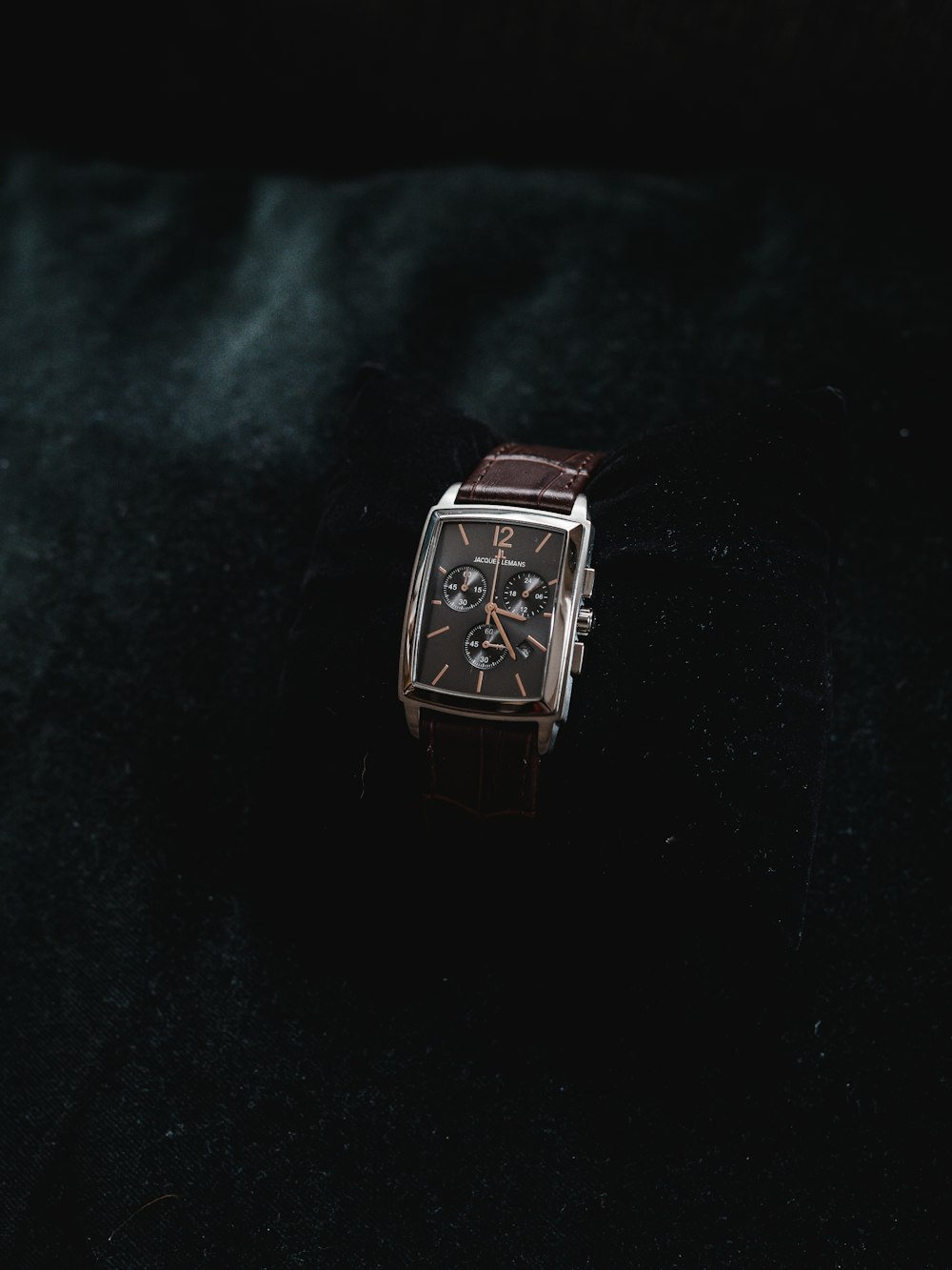 rectangular silver-colored analog watch