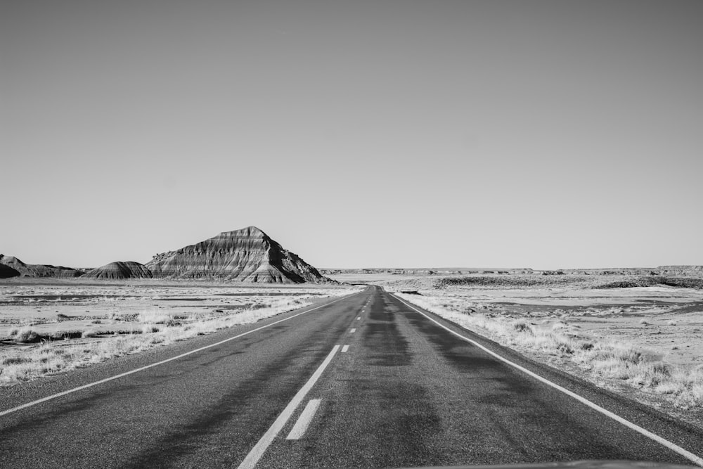 greyscale photography of road