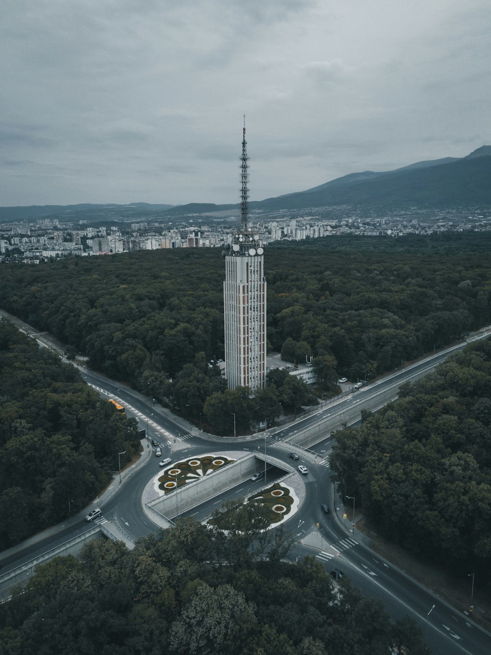 bird's eye view of a white tower