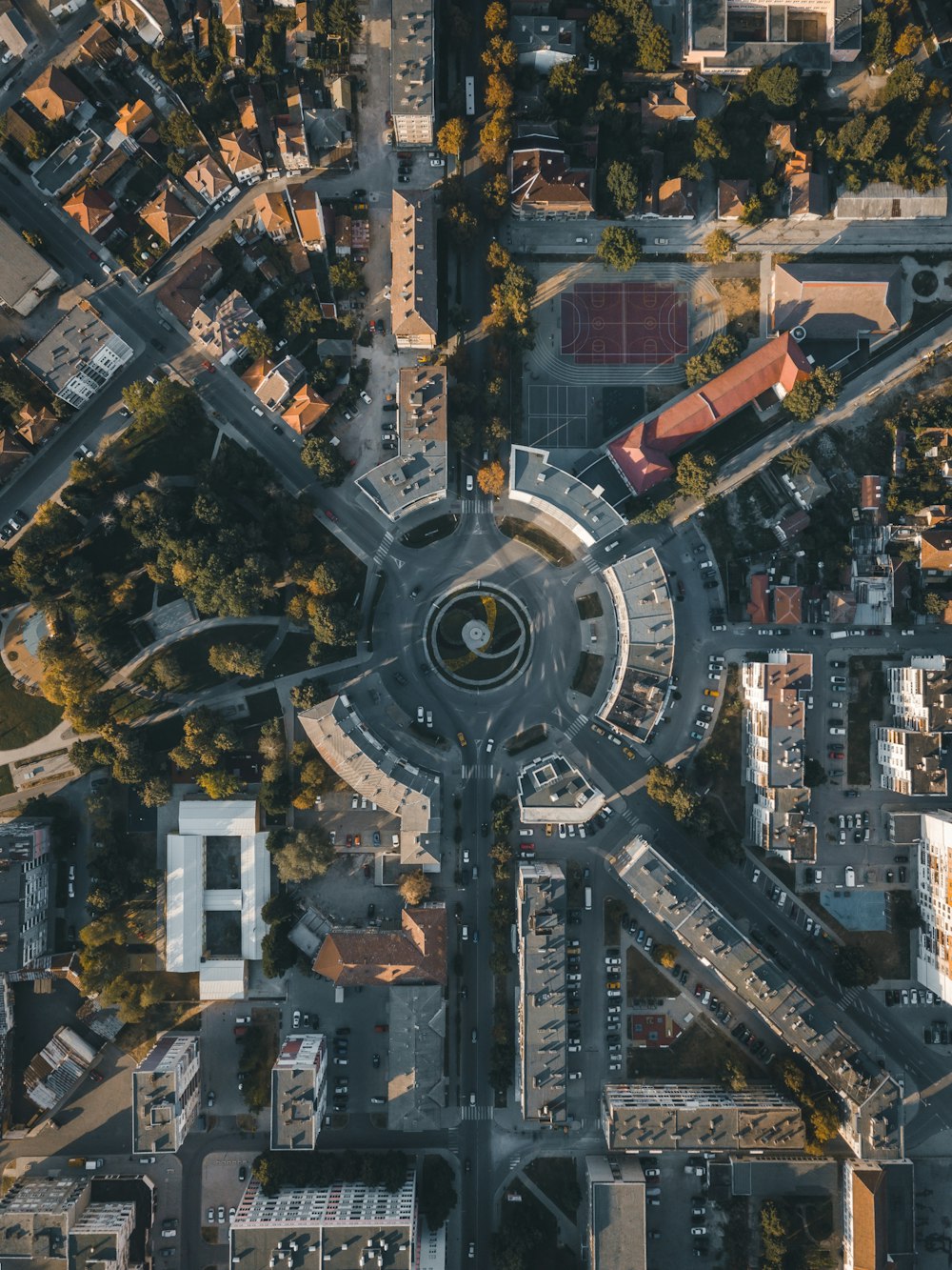 top view of a roundabout